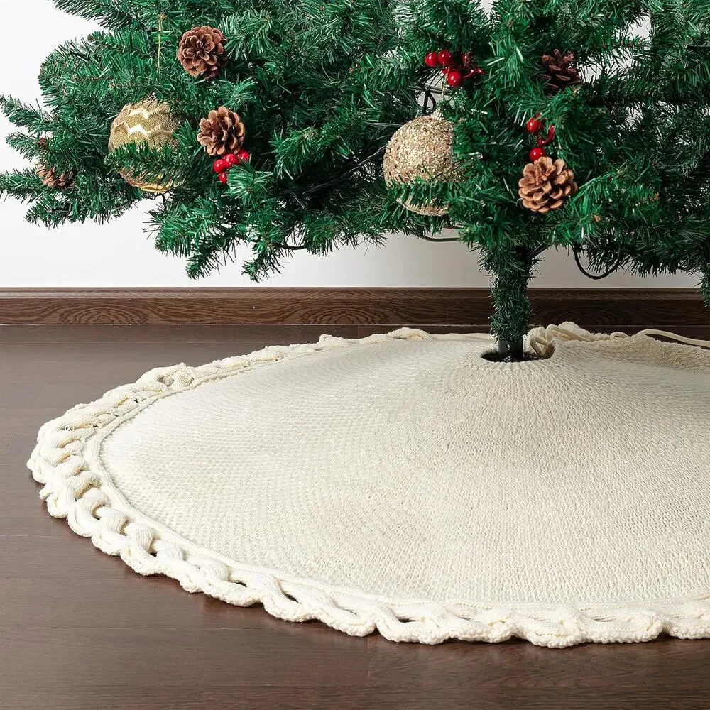 Mr. Pen Christmas Tree Skirt - 36 Inch Knitted Xmas Tree Skirt
